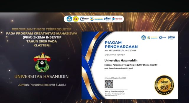 Unhas Raih Tiga Penghargaan PKM Award 2026, Unggul dalam Pendanaan dan Pembinaan Mahasiswa
